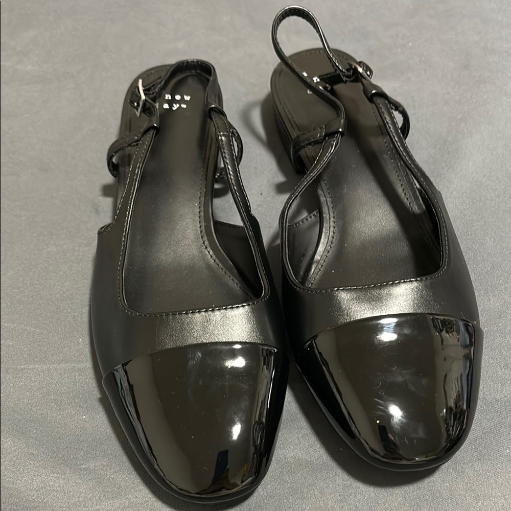 Black Patent Leather Slingback Flats